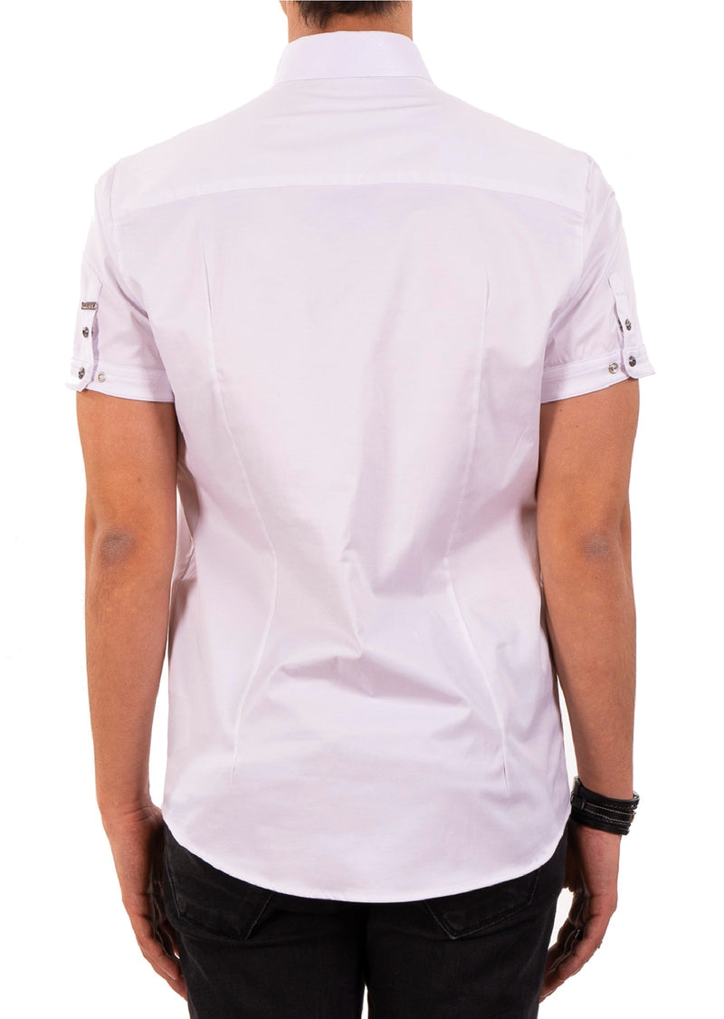 White "Buckle" Short Sleeve Shirt