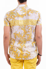 Yellow Baroque Meander Linen Shirt