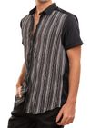 Black Stripe Knit Zipper Shirt