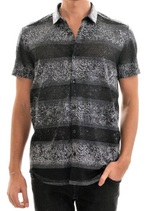 Black Foil Knit Short Sleeve Shirt
