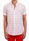 White Plaid Linen-blend Shirt