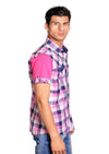 Pink Plaid Short Sleeve Shirt