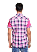 Pink Plaid Short Sleeve Shirt