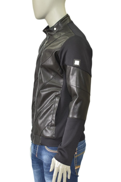 Black Techno Pu Leather Jacket