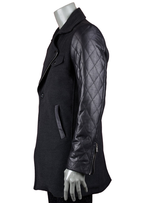 Black Double Breast Quilted Coat