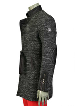 Dark Gray Pu Leather Quilted Coat
