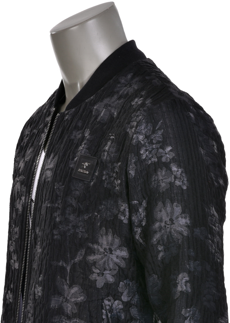 Black Gray Leaf Jacquard Jacket