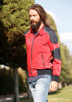 Red "Colorblock" Bomber Jacket