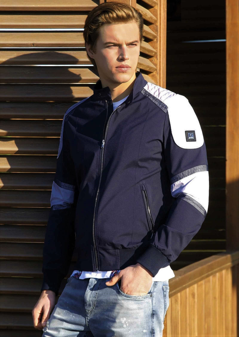 Navy "Colorblock" Bomber Jacket