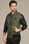 Green "Arsenio" Studded Bomber Jacket