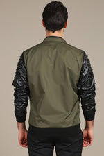 Green "Arsenio" Studded Bomber Jacket