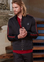 Black Red Stripe Studded Jacket