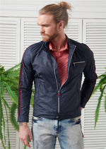 Navy Side Ribbon Bomber Jacket