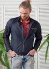 Navy Side Ribbon Bomber Jacket