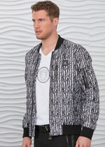 Black Palm Print Bomber Jacket