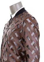 Brown Faux Leather Mesh Jacket