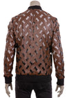 Brown Faux Leather Mesh Jacket