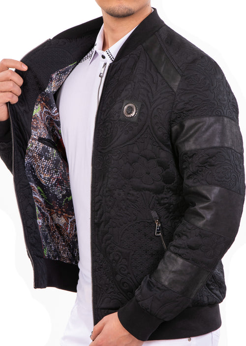 Black Baroque Bomber Jacquard Jacket