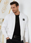 White Floral Bomber Jacquard Jacket