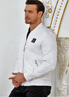 White Floral Bomber Jacquard Jacket