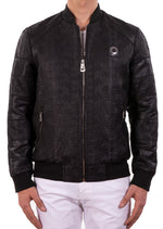 Black Meander Bomber Jacquard Jacket