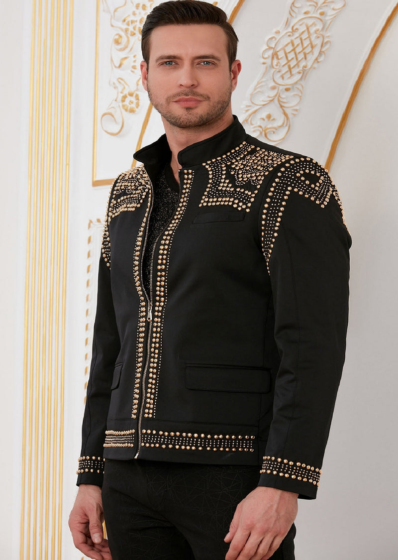 Black Gold "Luxe" Studded Jacket