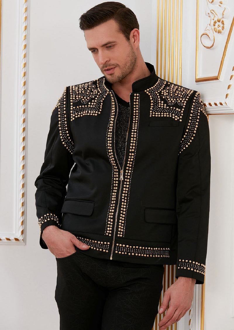 Black Gold "Luxe" Studded Jacket