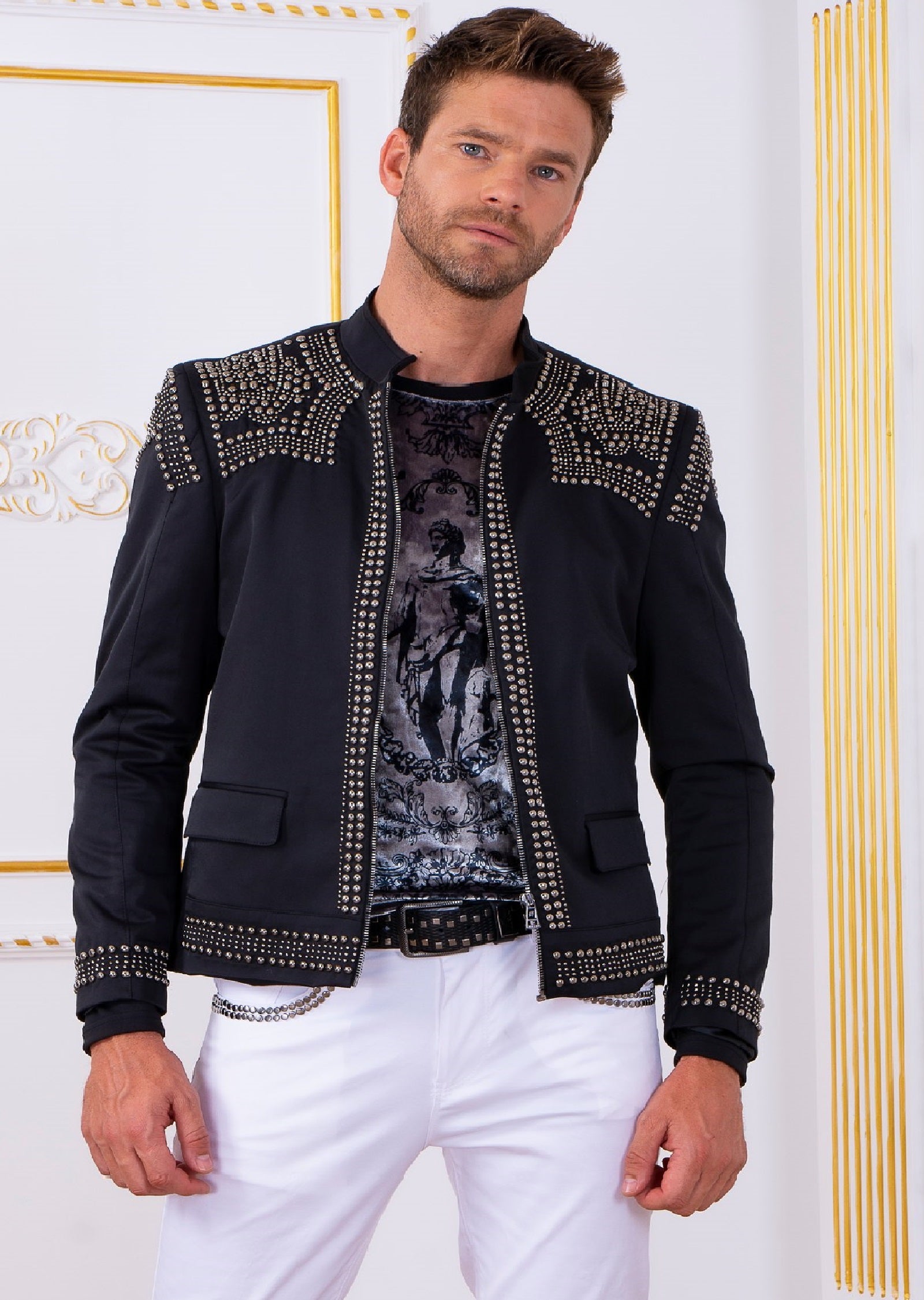 Black Harness Buckle Studded Blazer – MONDO Menswear