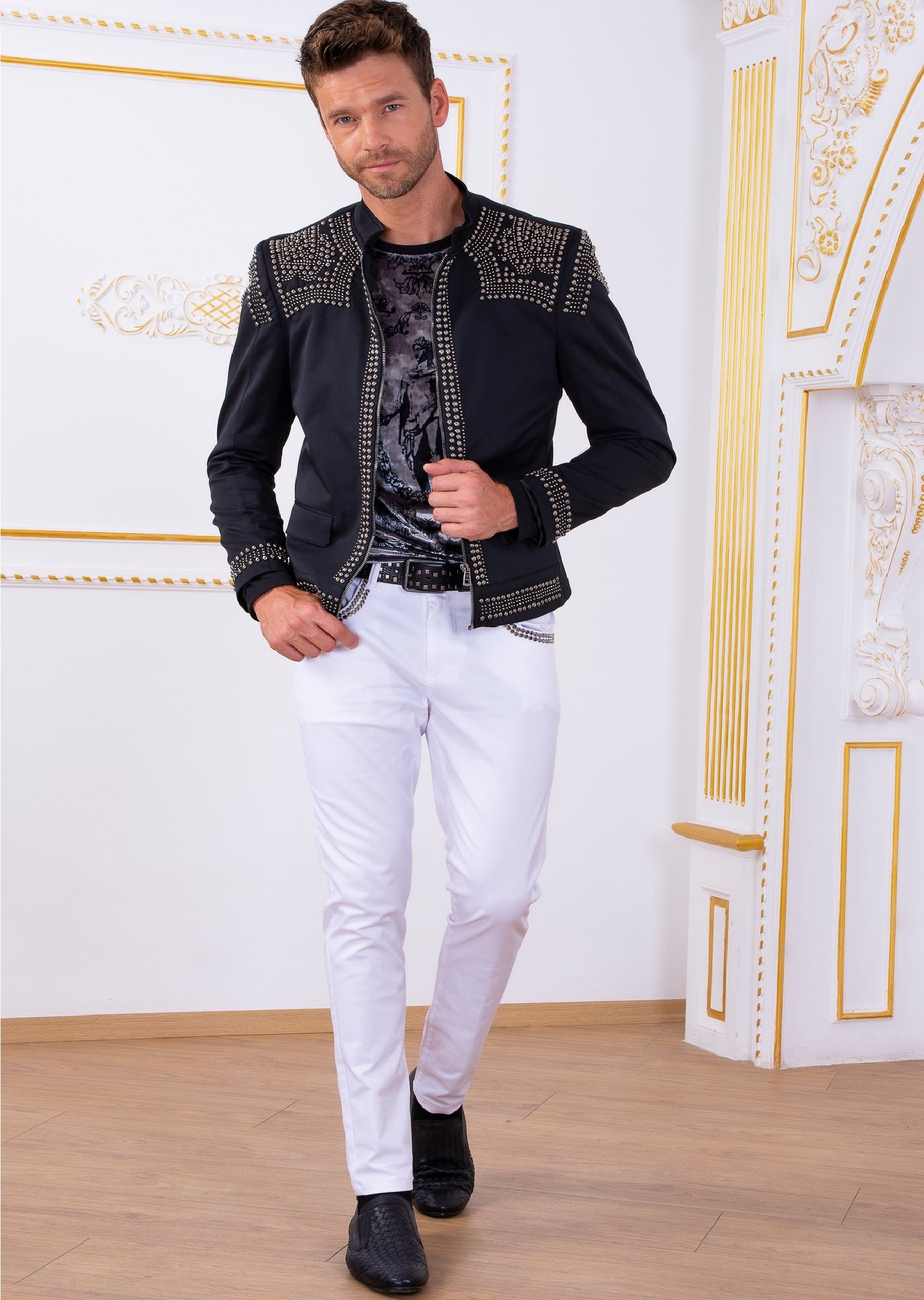 Black Harness Buckle Studded Blazer – MONDO Menswear