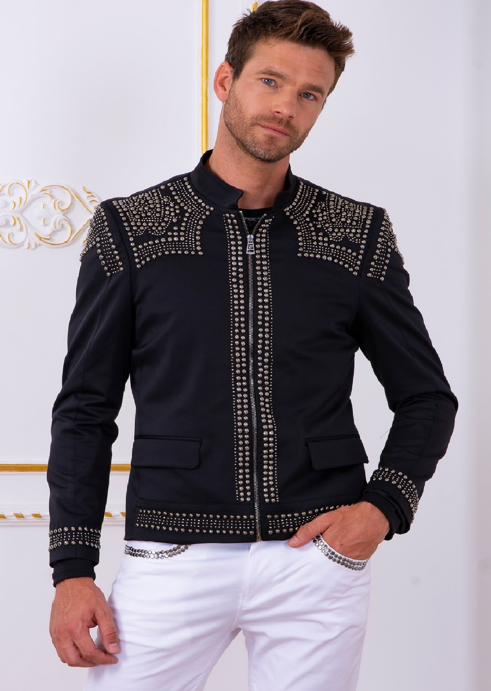 Black Harness Buckle Studded Blazer – MONDO Menswear