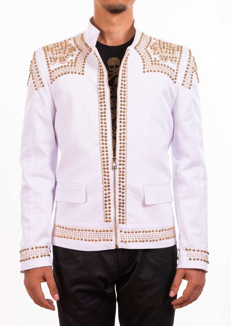 White Gold "Luxe" Studded Jacket