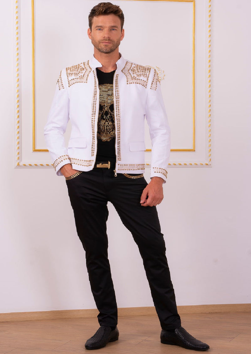 White Gold "Luxe" Studded Jacket