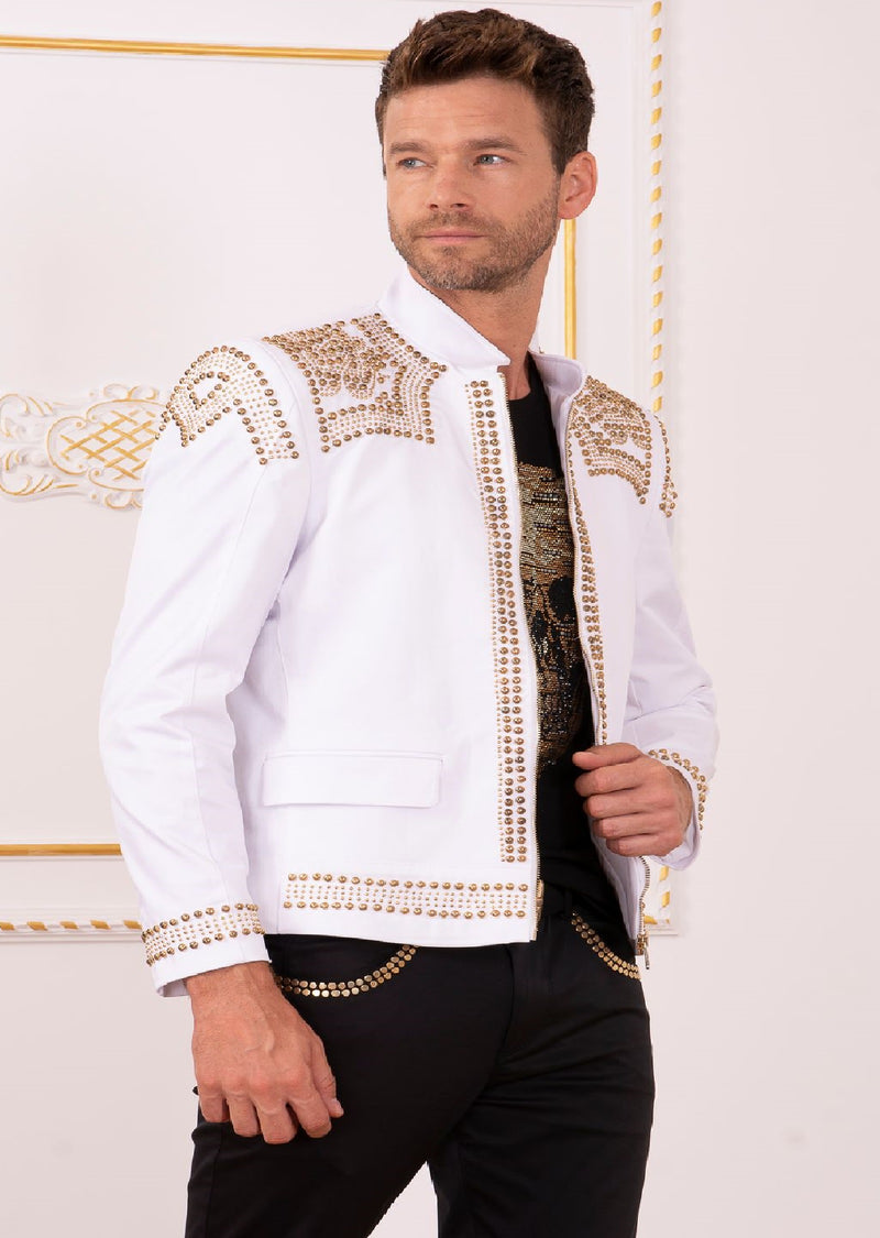 White Gold "Luxe" Studded Jacket MONDO Menswear White Gold "Luxe" Studded Jacket MONDO Menswear