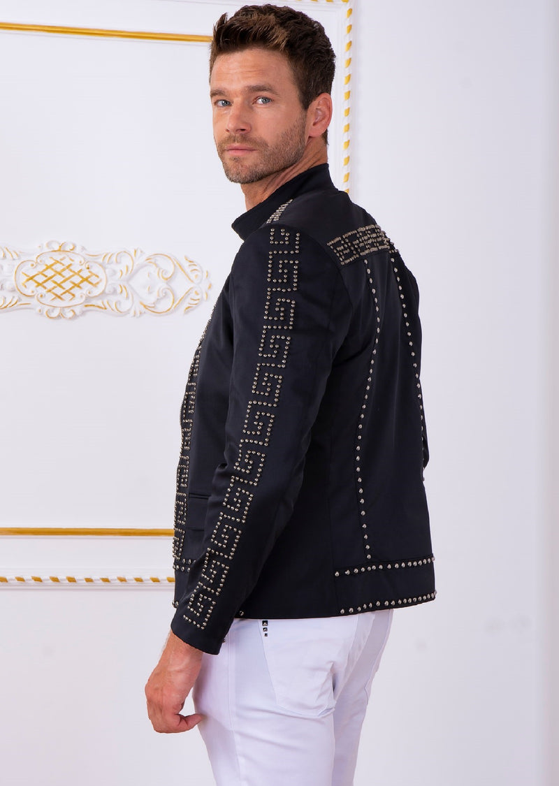 Black Silver "Meander" Studded Jacket