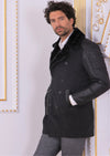 Black Waxed Zipper Quilted Coat