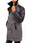 Black Gray Herringbone Quilted Coat