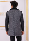 Black Gray Herringbone Quilted Coat