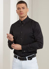 Black "Frank" Metal Pin Collar Shirt