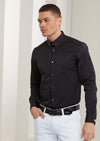 Black "Frank" Metal Pin Collar Shirt