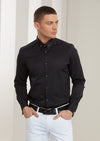 Black "Frank" Metal Pin Collar Shirt