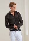 Black Shiny Tonal Stripe Shirt