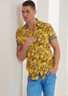 Yellow Bold Leaf Short Sleeve Shirt