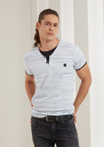 White Gray Double Layer V-neck Tee