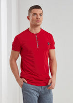 Red Snap-Zipper Tee