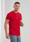 Red Snap-Zipper Tee