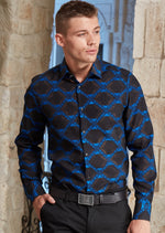 Royal Blue Jacquard Long Sleeve Shirt