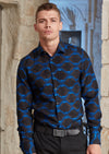 Royal Blue Jacquard Long Sleeve Shirt