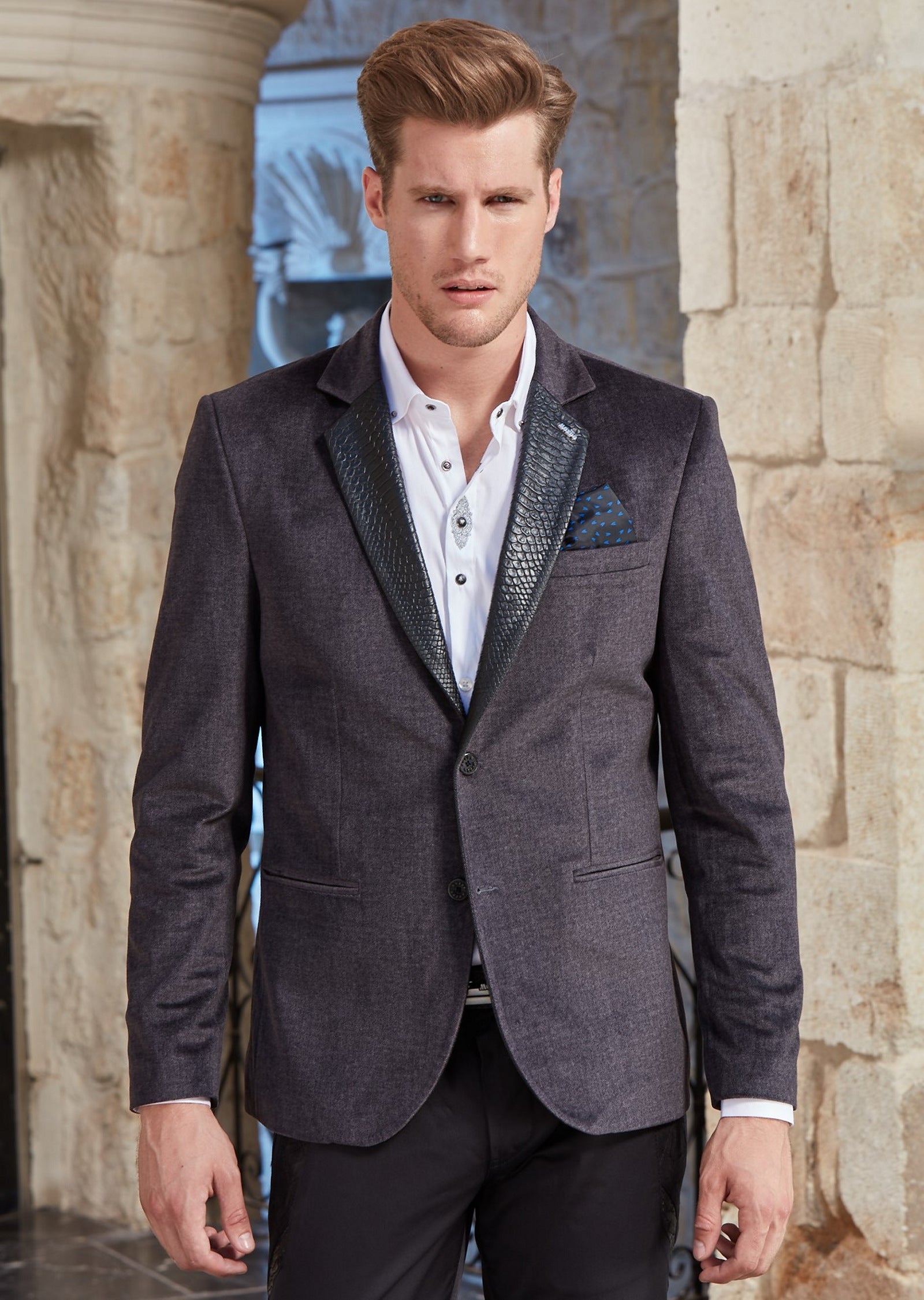Grey velvet blazer deals
