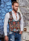 Multi-Color Weaved Oriental Print Vest