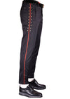 Black Gold Studded Red Stripe Pants